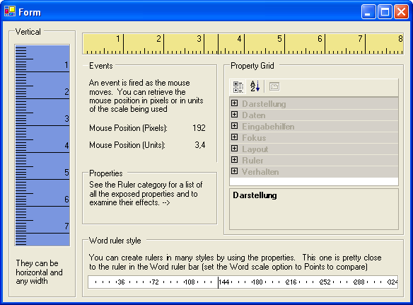 Control zum Darstellen von Linealen auf Windows Forms