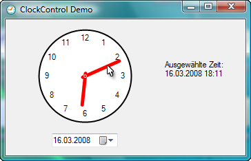 Clock Control - ein Steuerelement zum Anzeigen und Bearbeiten einer Uhrzeit